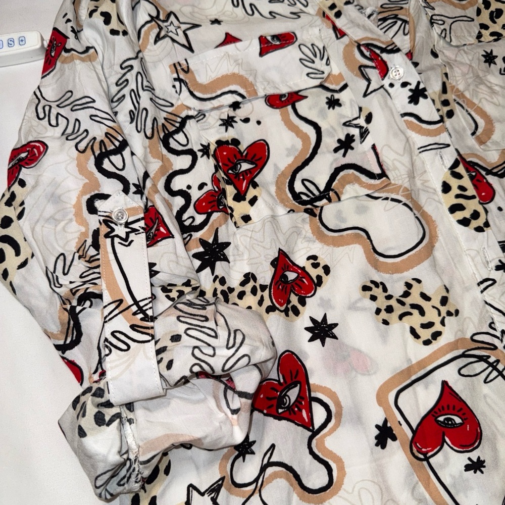 Heart Patterned Button Down Shirt - image 3